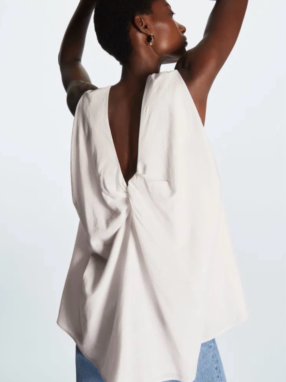 COS Cream Twist-Back Sleeveless Blouse